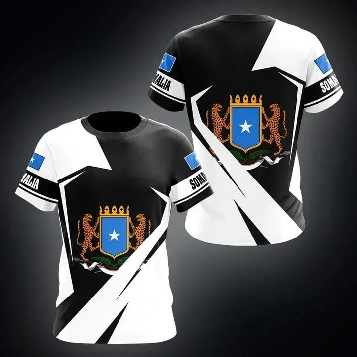 Somali Flag Graphic T Shirts Summer Soccer Sport Unisex Short S Sleeved T-shirt Casual Somalis Badge Baati Mens Designer Clothes