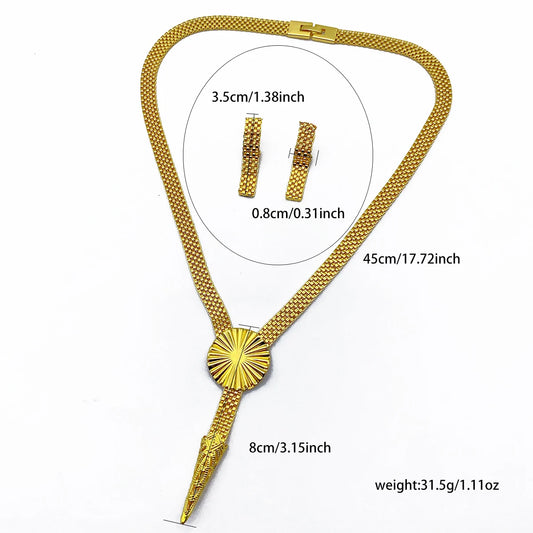 Dubai 24K Gold Plated Necklace Earrings Jewelry Set For Women Nigeria Indian African Bridal Wedding Party Gifts Jewellery