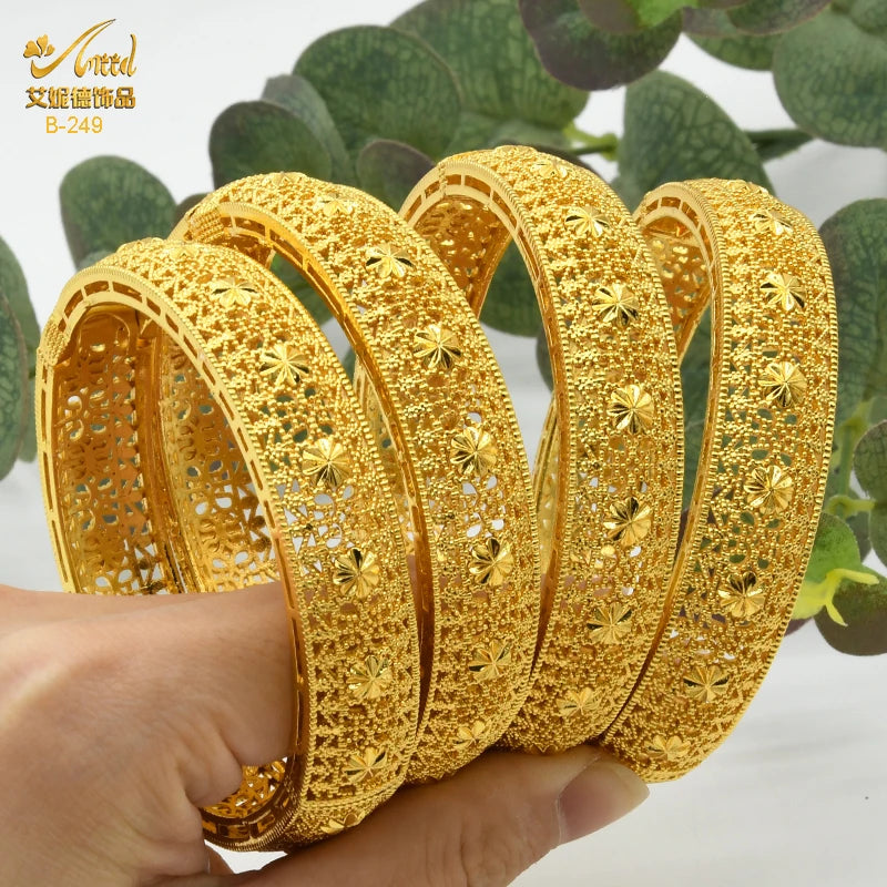 Dubai Bangles For Women Middle East Gold Color Bangle Ethiopian Saudi Arab Bracelet Wedding Bride Jewelery African Birthday Gift