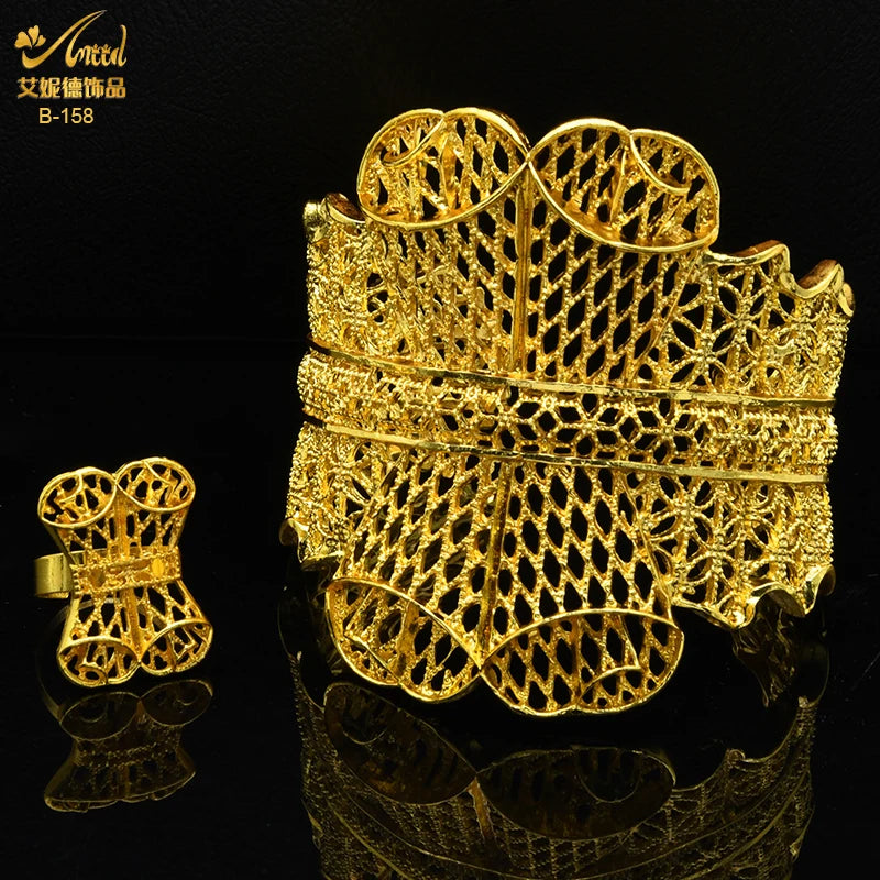 ANIID Dubai 2022 New Luxury Female Gold Color Bangles For Women Nigerian Wedding Jewelry Gifts African Bijoux Bracelet Jewellery