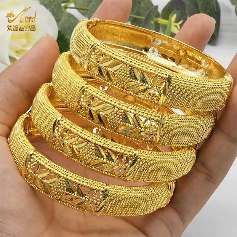 Dubai Bangles For Women Middle East Gold Color Bangle Ethiopian Saudi Arab Bracelet Wedding Bride Jewelery African Birthday Gift