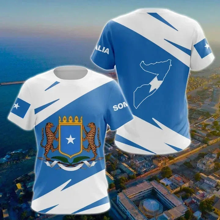 Somali Flag Graphic T Shirts Summer Soccer Sport Unisex Short S Sleeved T-shirt Casual Somalis Badge Baati Mens Designer Clothes