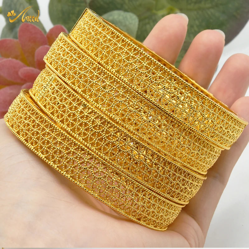 Dubai Bangles For Women Middle East Gold Color Bangle Ethiopian Saudi Arab Bracelet Wedding Bride Jewelery African Birthday Gift