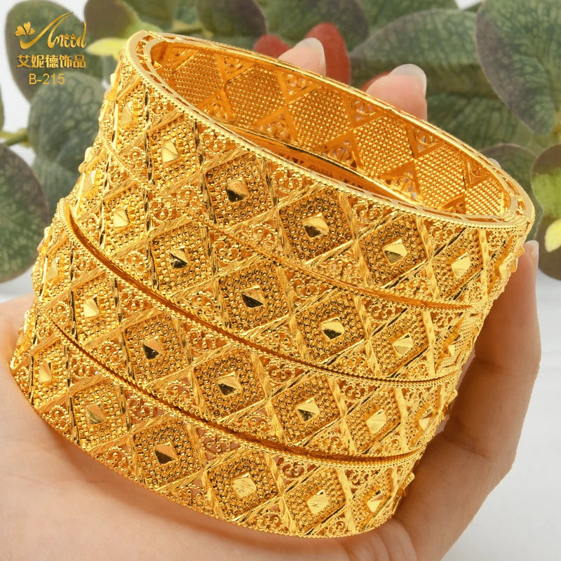 Dubai Bangles For Women Middle East Gold Color Bangle Ethiopian Saudi Arab Bracelet Wedding Bride Jewelery African Birthday Gift