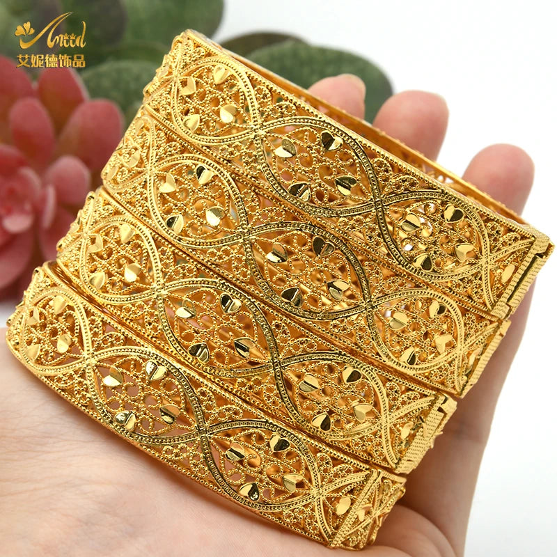 Dubai Bangles For Women Middle East Gold Color Bangle Ethiopian Saudi Arab Bracelet Wedding Bride Jewelery African Birthday Gift