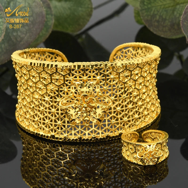 ANIID Dubai 2022 New Luxury Female Gold Color Bangles For Women Nigerian Wedding Jewelry Gifts African Bijoux Bracelet Jewellery