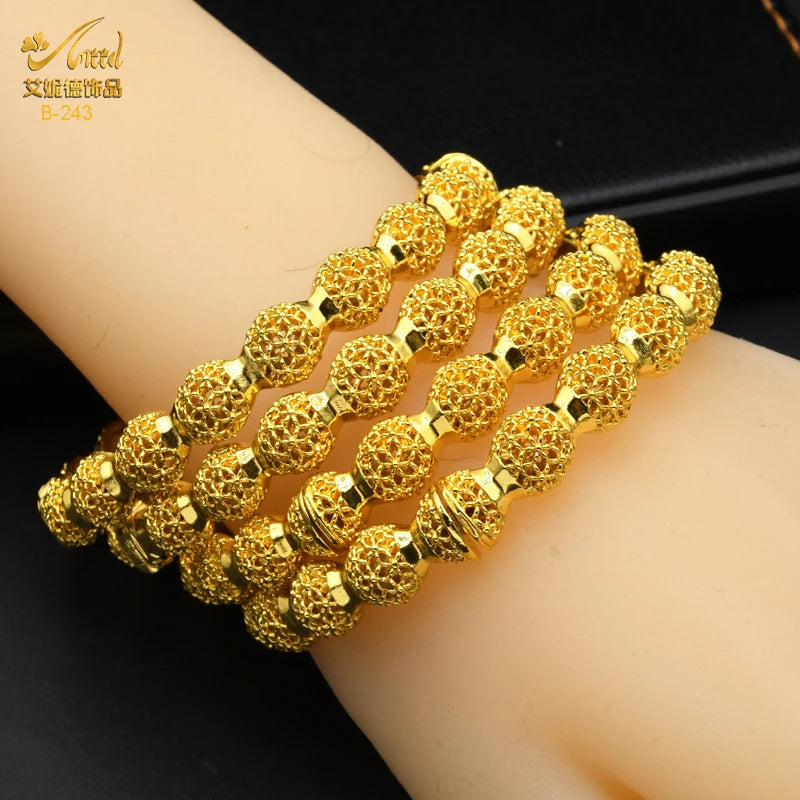 Dubai Bangles For Women Middle East Gold Color Bangle Ethiopian Saudi Arab Bracelet Wedding Bride Jewelery African Birthday Gift