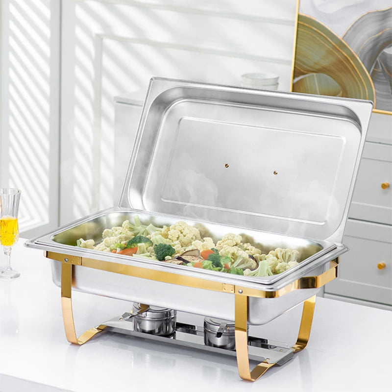 2PCS/4PCS/6PCS Multifunctional dining stove Stainless Steel Chafer with Full Size Pans Catering Buffet Set Food Warmer Server