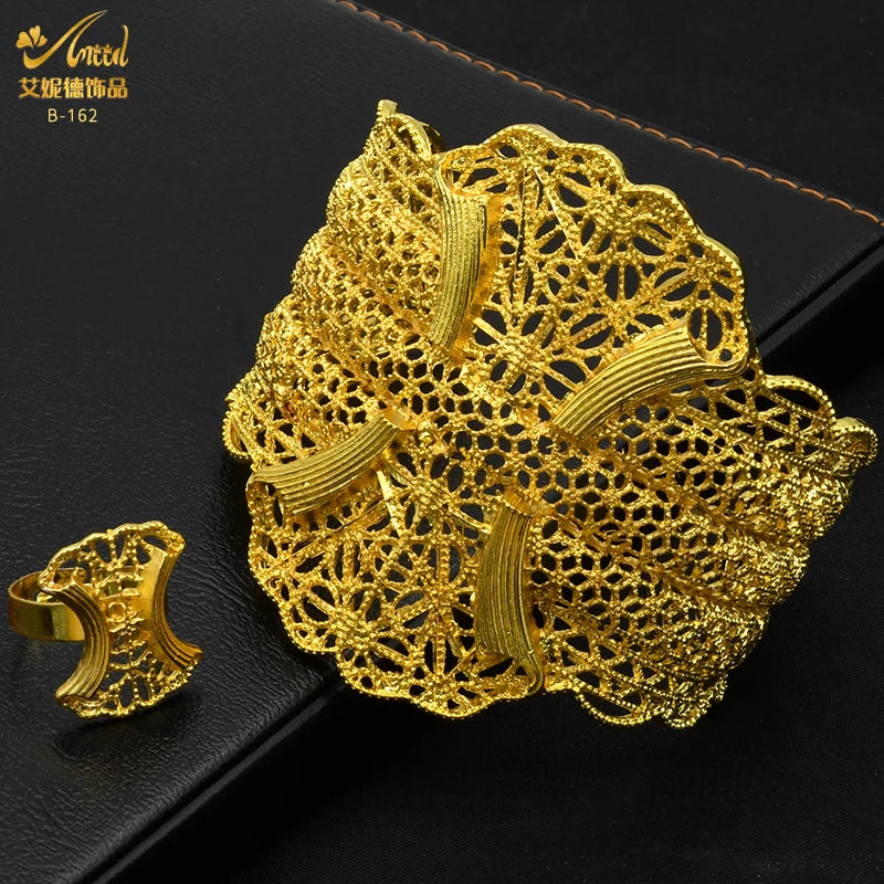ANIID Dubai 2022 New Luxury Female Gold Color Bangles For Women Nigerian Wedding Jewelry Gifts African Bijoux Bracelet Jewellery