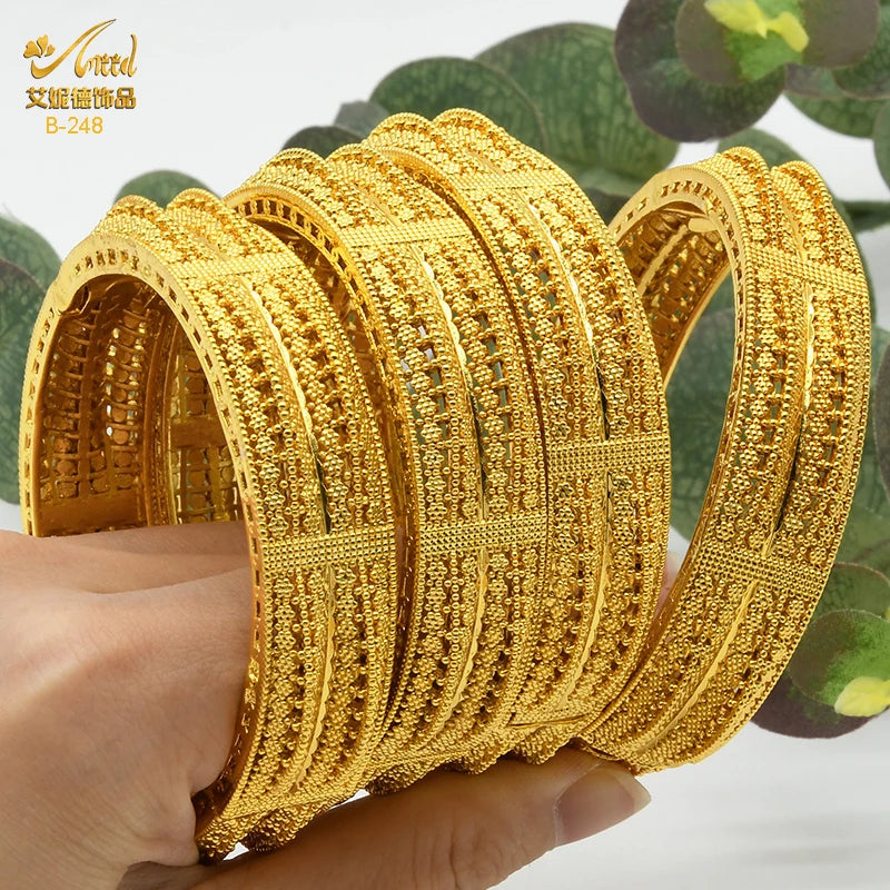 Dubai Bangles For Women Middle East Gold Color Bangle Ethiopian Saudi Arab Bracelet Wedding Bride Jewelery African Birthday Gift