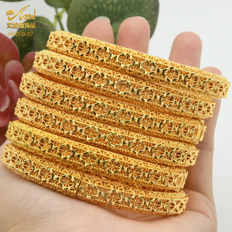 Dubai Bangles For Women Middle East Gold Color Bangle Ethiopian Saudi Arab Bracelet Wedding Bride Jewelery African Birthday Gift