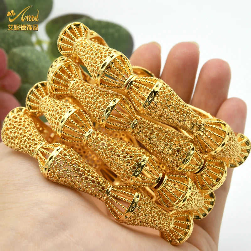 Dubai Bangles For Women Middle East Gold Color Bangle Ethiopian Saudi Arab Bracelet Wedding Bride Jewelery African Birthday Gift