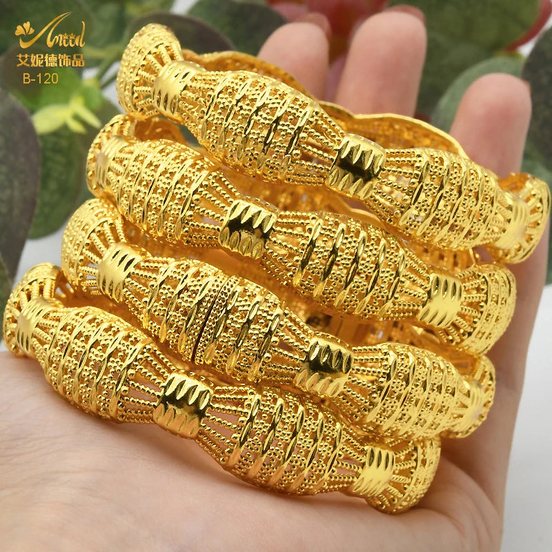 Dubai Bangles For Women Middle East Gold Color Bangle Ethiopian Saudi Arab Bracelet Wedding Bride Jewelery African Birthday Gift