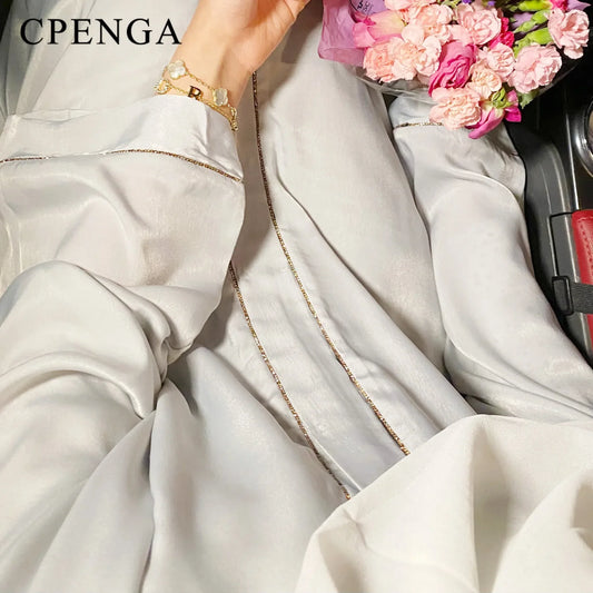 2024 Muslim Modest Cardigan for Women Eid Arab Abaya Dubai Dress Islamic Daily Long Sleeve Clothing Turkey Solid Color Coat Robe