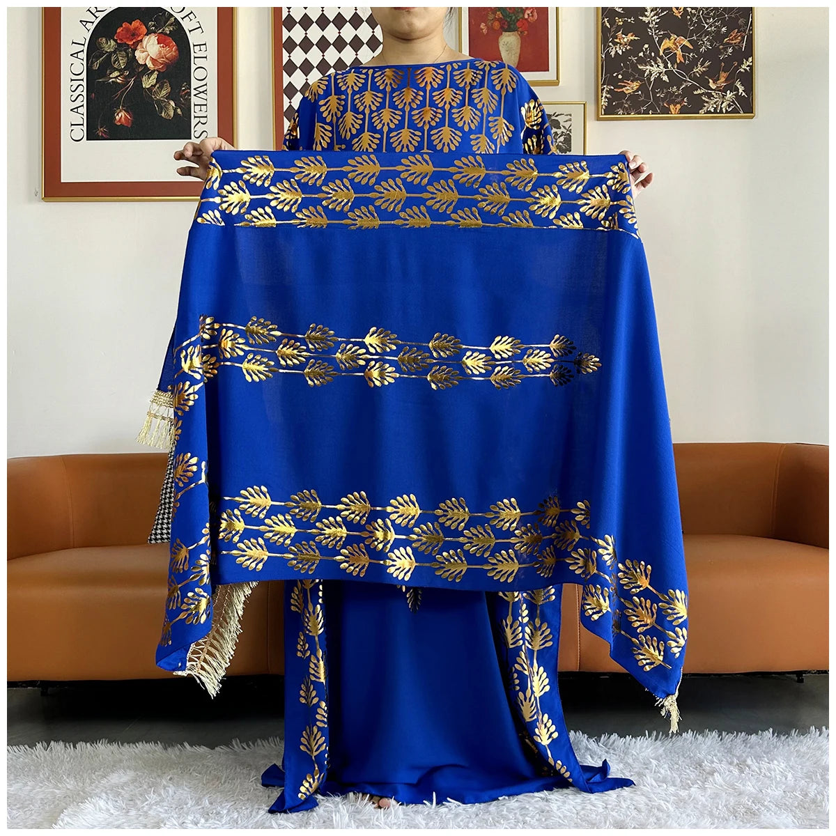 Muslim Abayas For Women Dubai Stretch Print Hot Stamping Loose Fit Elegant Dresses Caftan Marocain Femme Robe With Headscarf