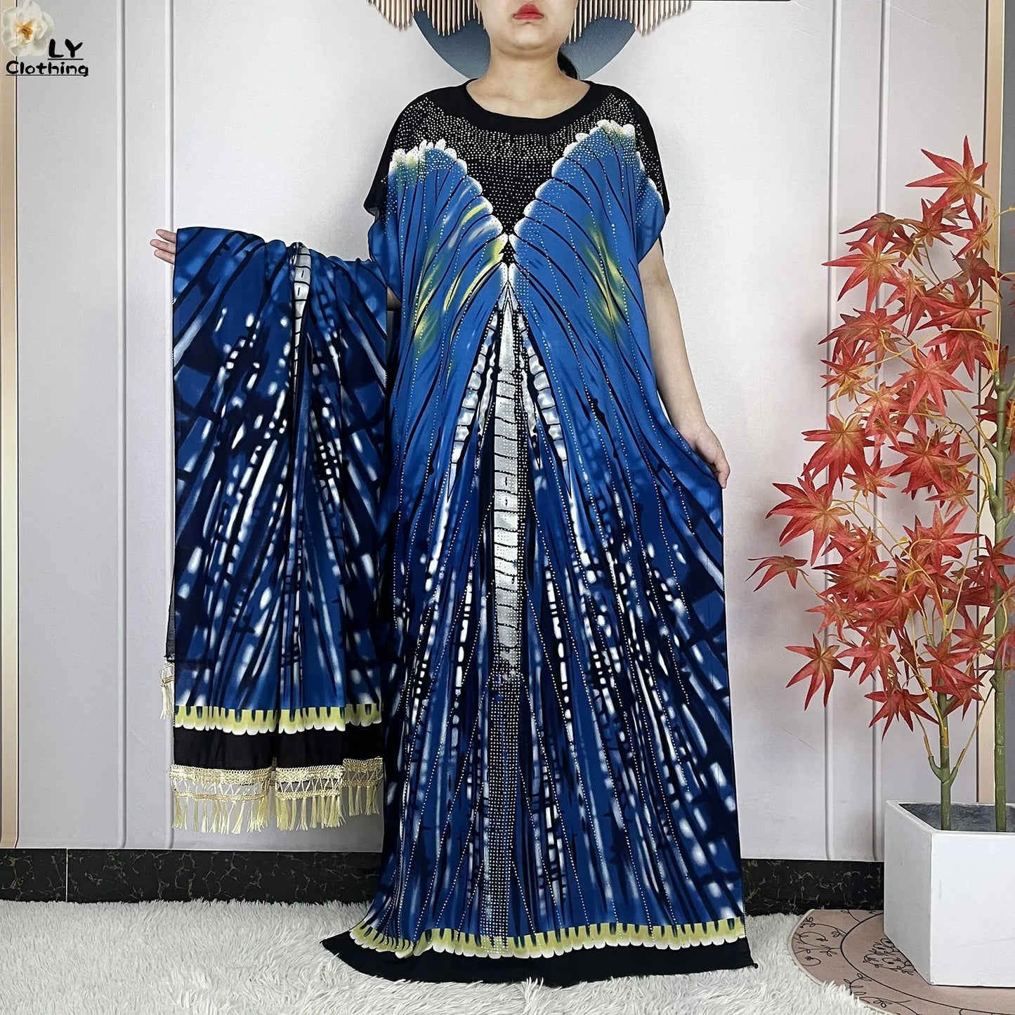 2024 Latest Muslim Sets Women Clothing Cotton Floral Loose Dashiki Long Dress African Abaya Dubai Traditional Islamic Clothing