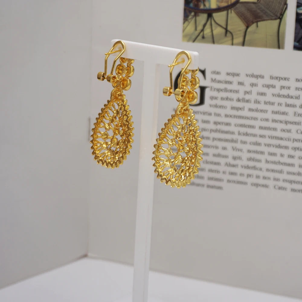 Dubai Gold Color Jewelry Sets For Women Dubai African Jewelry Set Bride Earrings Rings Nigerian Wedding Jewelery Set