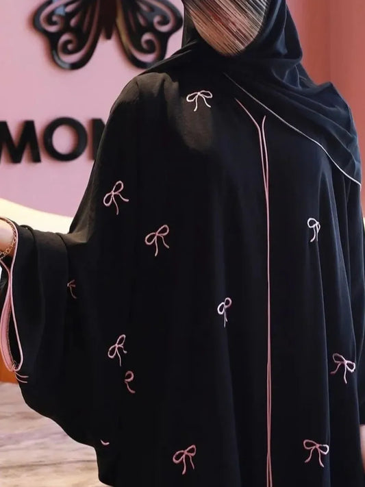 Muslim Women Dubai Luxury Abaya Bowknot Embroidery Long Dresses Kimono Cardigan Ramadan Robe femme musulmane kaftan African