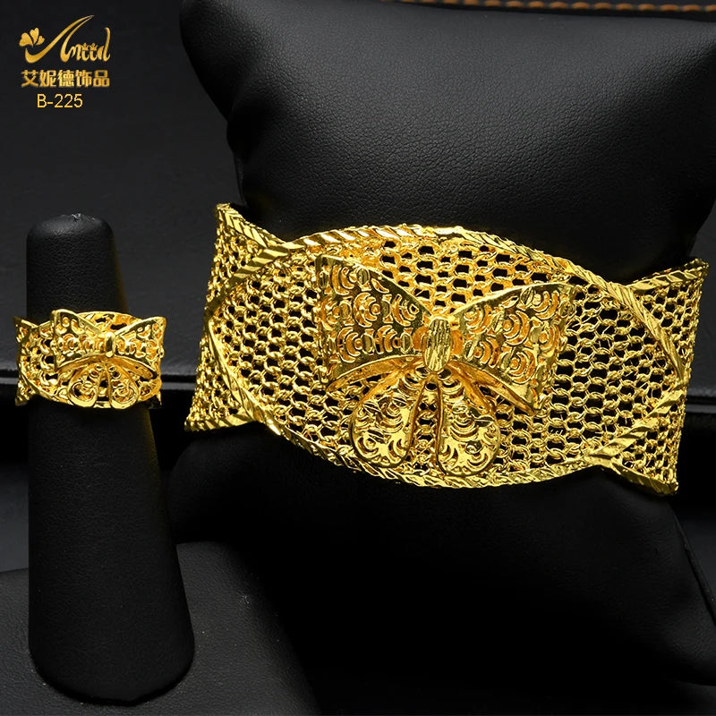 ANIID Dubai 2022 New Luxury Female Gold Color Bangles For Women Nigerian Wedding Jewelry Gifts African Bijoux Bracelet Jewellery