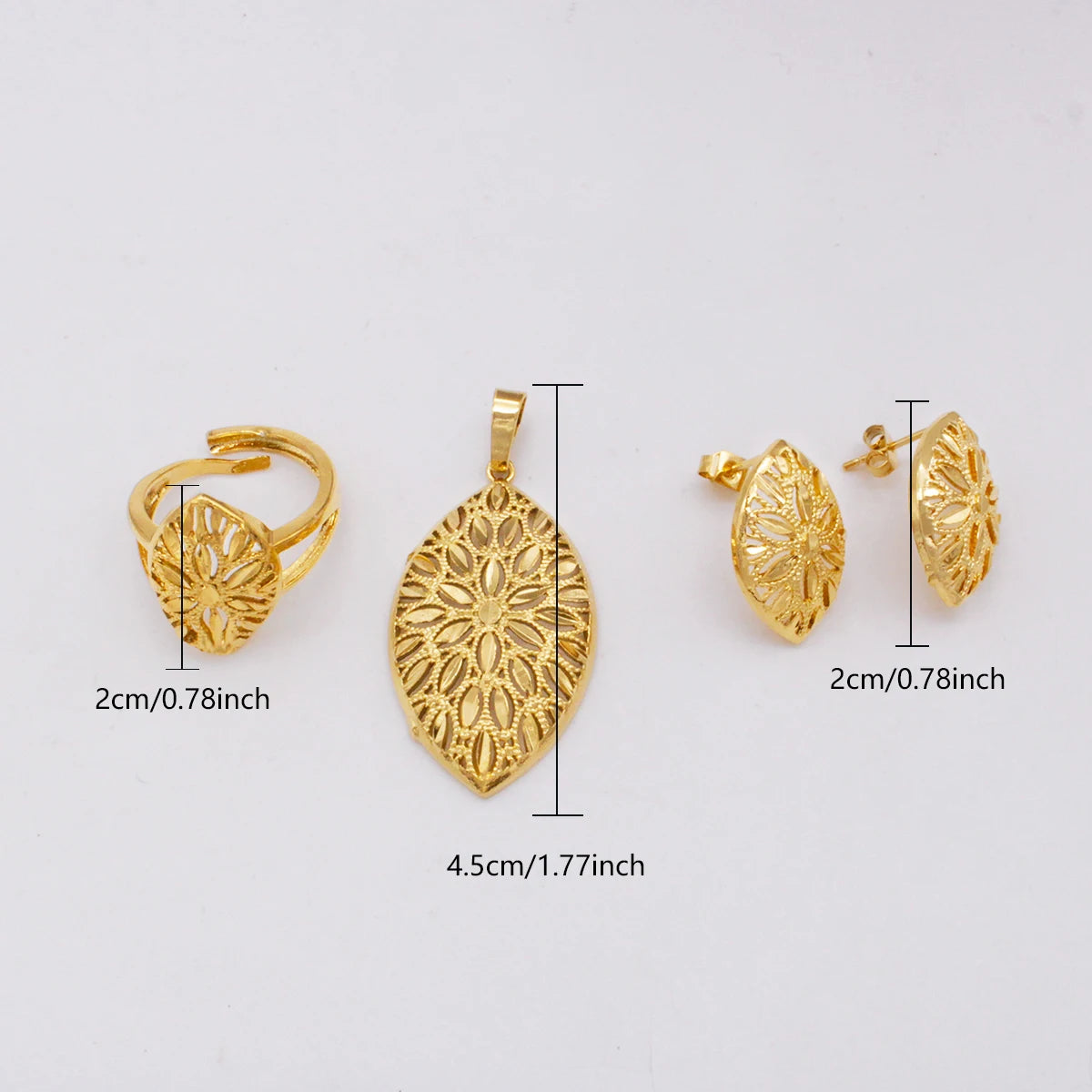 France jewelery set gold plated necklace earrings for Women Pendant ring set Nigerian bridal luxury wedding party Ornament Gifts