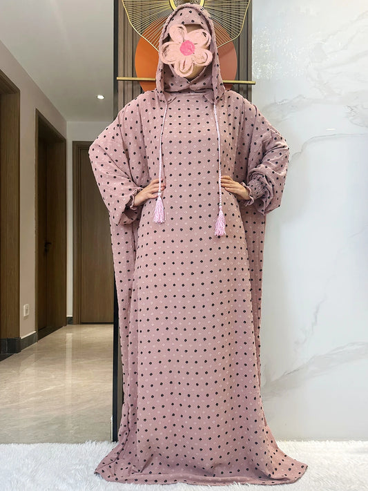 Latest Ramadan Soft Cotton Prayer Abaya Double Hats Dubai Turkey Islam Prayer Clothes Fabric Dresses Islam Women Dress Kaftan