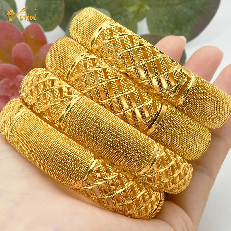 Dubai Bangles For Women Middle East Gold Color Bangle Ethiopian Saudi Arab Bracelet Wedding Bride Jewelery African Birthday Gift