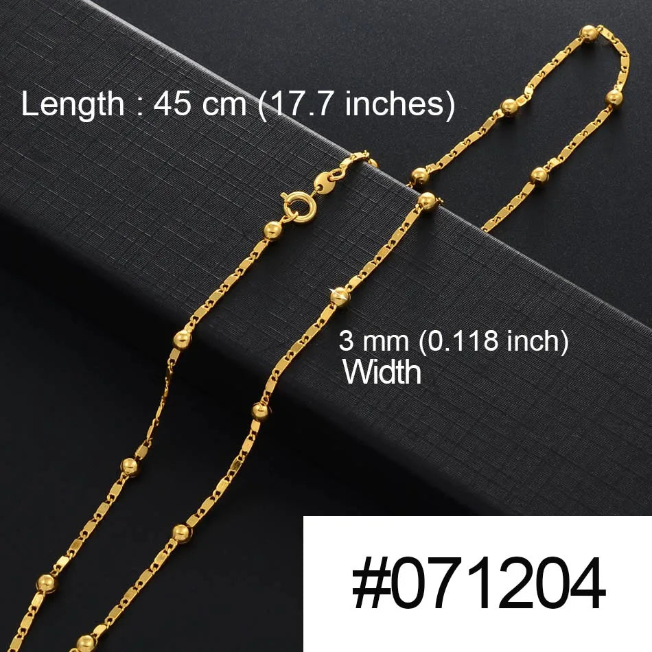 Anniyo Gold Color Chain Necklaces for Women Girls Dubai Africa Party Jewelry Arab Ethiopian Bead Chain Jewellery #066304