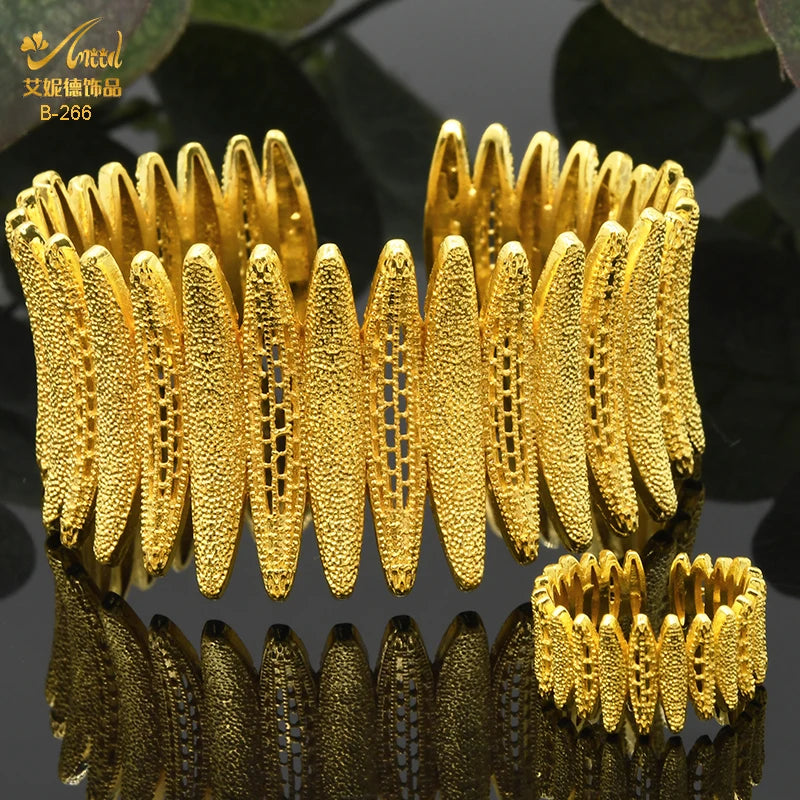 ANIID Dubai 2022 New Luxury Female Gold Color Bangles For Women Nigerian Wedding Jewelry Gifts African Bijoux Bracelet Jewellery