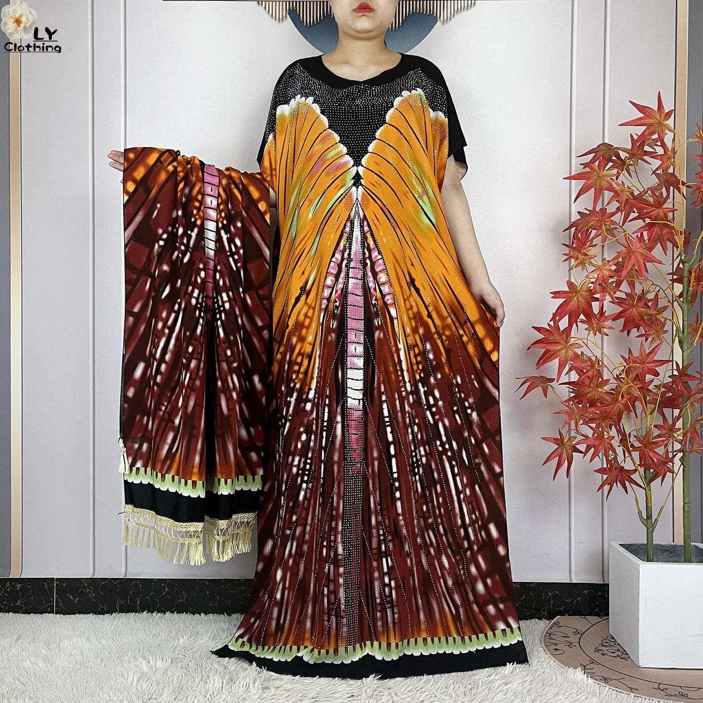 2024 Latest Muslim Sets Women Clothing Cotton Floral Loose Dashiki Long Dress African Abaya Dubai Traditional Islamic Clothing