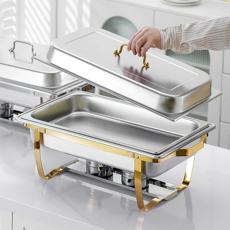 2PCS/4PCS/6PCS Multifunctional dining stove Stainless Steel Chafer with Full Size Pans Catering Buffet Set Food Warmer Server
