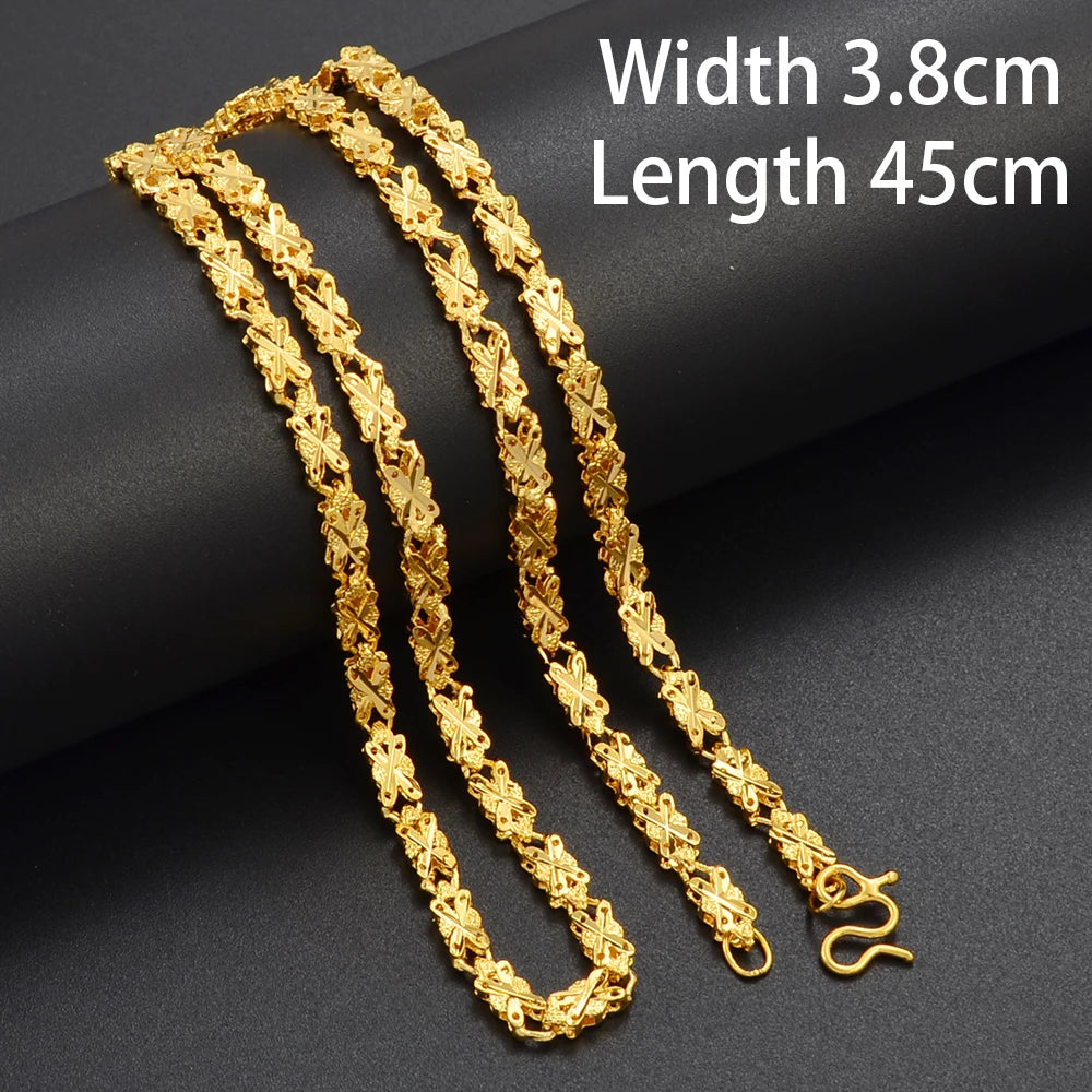 Anniyo Gold Color Chain Necklaces for Women Girls Dubai Africa Party Jewelry Arab Ethiopian Bead Chain Jewellery #066304