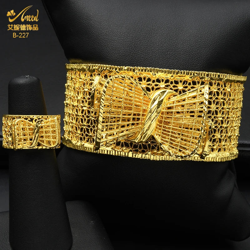 ANIID Dubai 2022 New Luxury Female Gold Color Bangles For Women Nigerian Wedding Jewelry Gifts African Bijoux Bracelet Jewellery