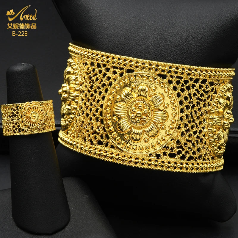 ANIID Dubai 2022 New Luxury Female Gold Color Bangles For Women Nigerian Wedding Jewelry Gifts African Bijoux Bracelet Jewellery