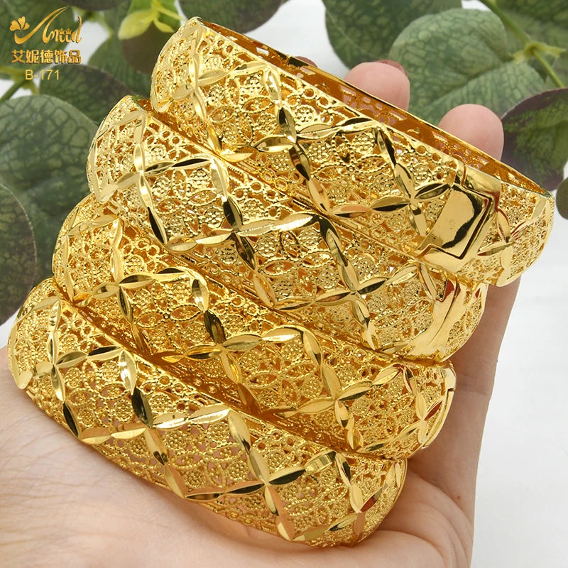 Dubai Bangles For Women Middle East Gold Color Bangle Ethiopian Saudi Arab Bracelet Wedding Bride Jewelery African Birthday Gift
