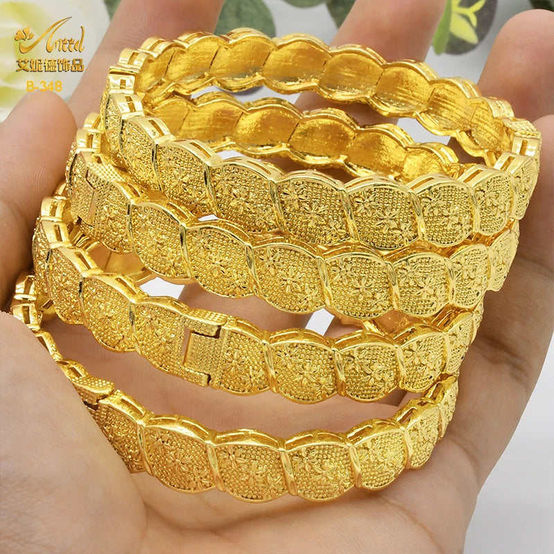 Dubai Bangles For Women Middle East Gold Color Bangle Ethiopian Saudi Arab Bracelet Wedding Bride Jewelery African Birthday Gift
