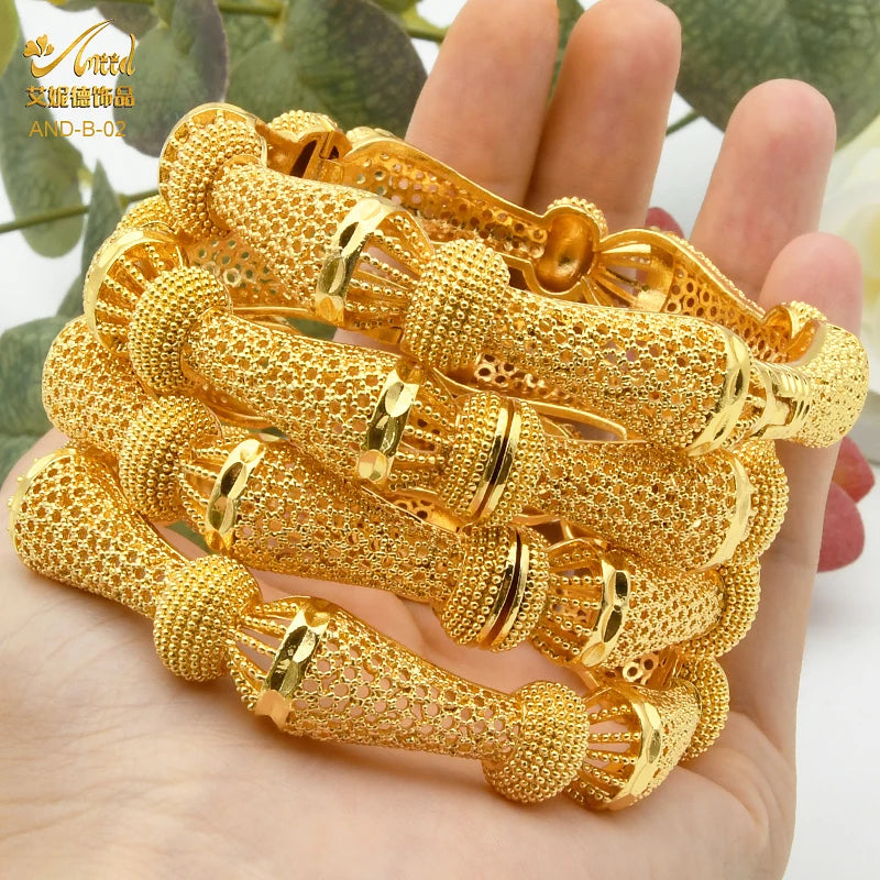 Dubai Bangles For Women Middle East Gold Color Bangle Ethiopian Saudi Arab Bracelet Wedding Bride Jewelery African Birthday Gift