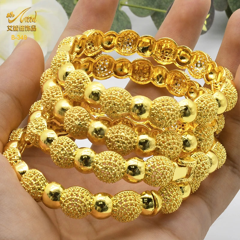 Dubai Bangles For Women Middle East Gold Color Bangle Ethiopian Saudi Arab Bracelet Wedding Bride Jewelery African Birthday Gift