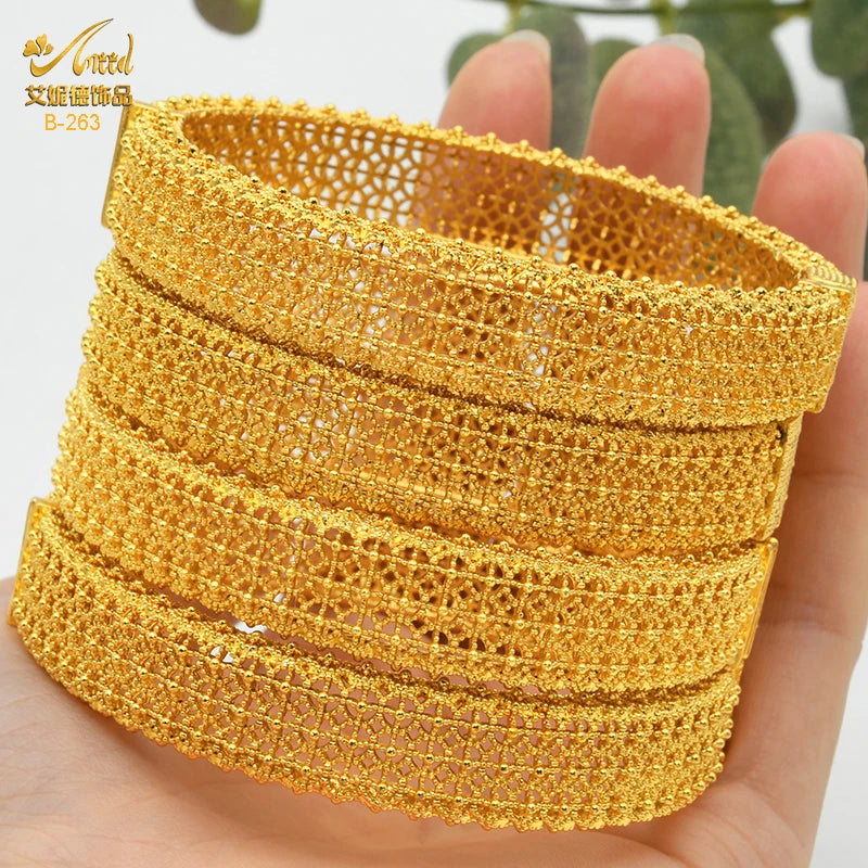 Dubai Bangles For Women Middle East Gold Color Bangle Ethiopian Saudi Arab Bracelet Wedding Bride Jewelery African Birthday Gift