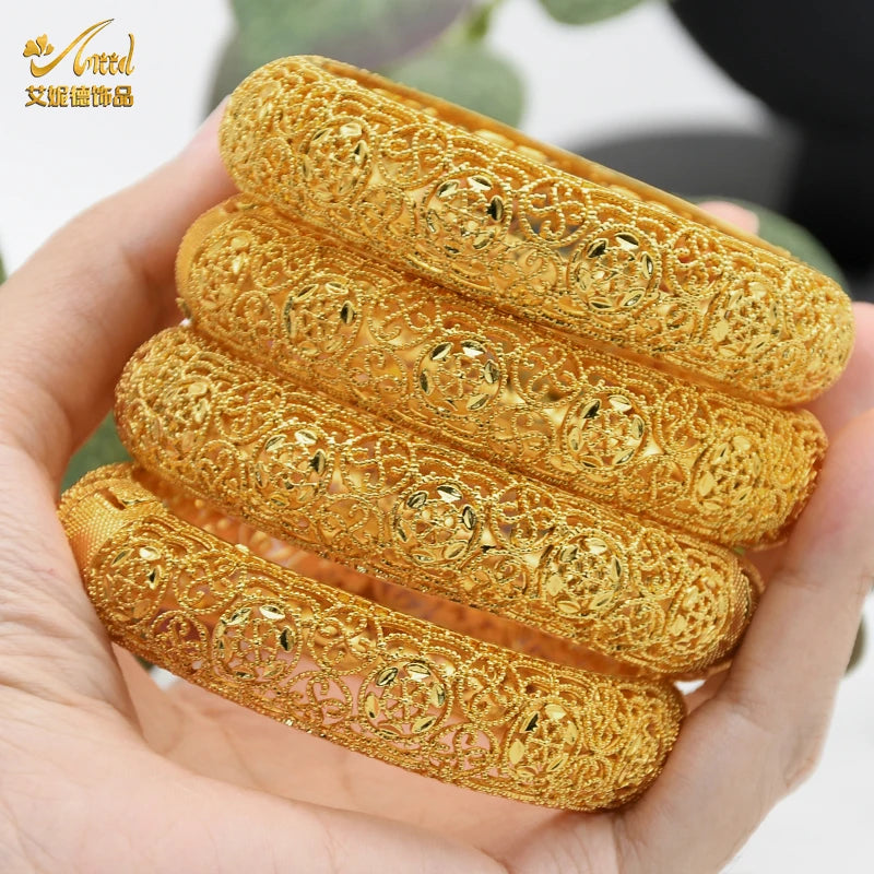 Dubai Bangles For Women Middle East Gold Color Bangle Ethiopian Saudi Arab Bracelet Wedding Bride Jewelery African Birthday Gift