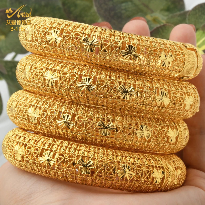 Dubai Bangles For Women Middle East Gold Color Bangle Ethiopian Saudi Arab Bracelet Wedding Bride Jewelery African Birthday Gift