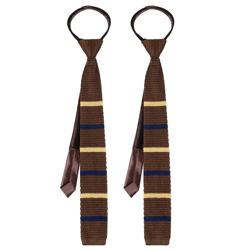 Wedding Ties For Man Fashion Black Neckties White Dress Shirts Collar Ties Gifts Zipper Knitting tie For Men Clothes Accessories