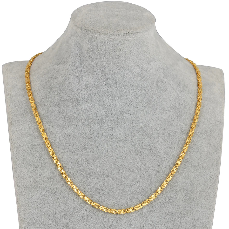 Anniyo Gold Color Chain Necklaces for Women Girls Dubai Africa Party Jewelry Arab Ethiopian Bead Chain Jewellery #066304