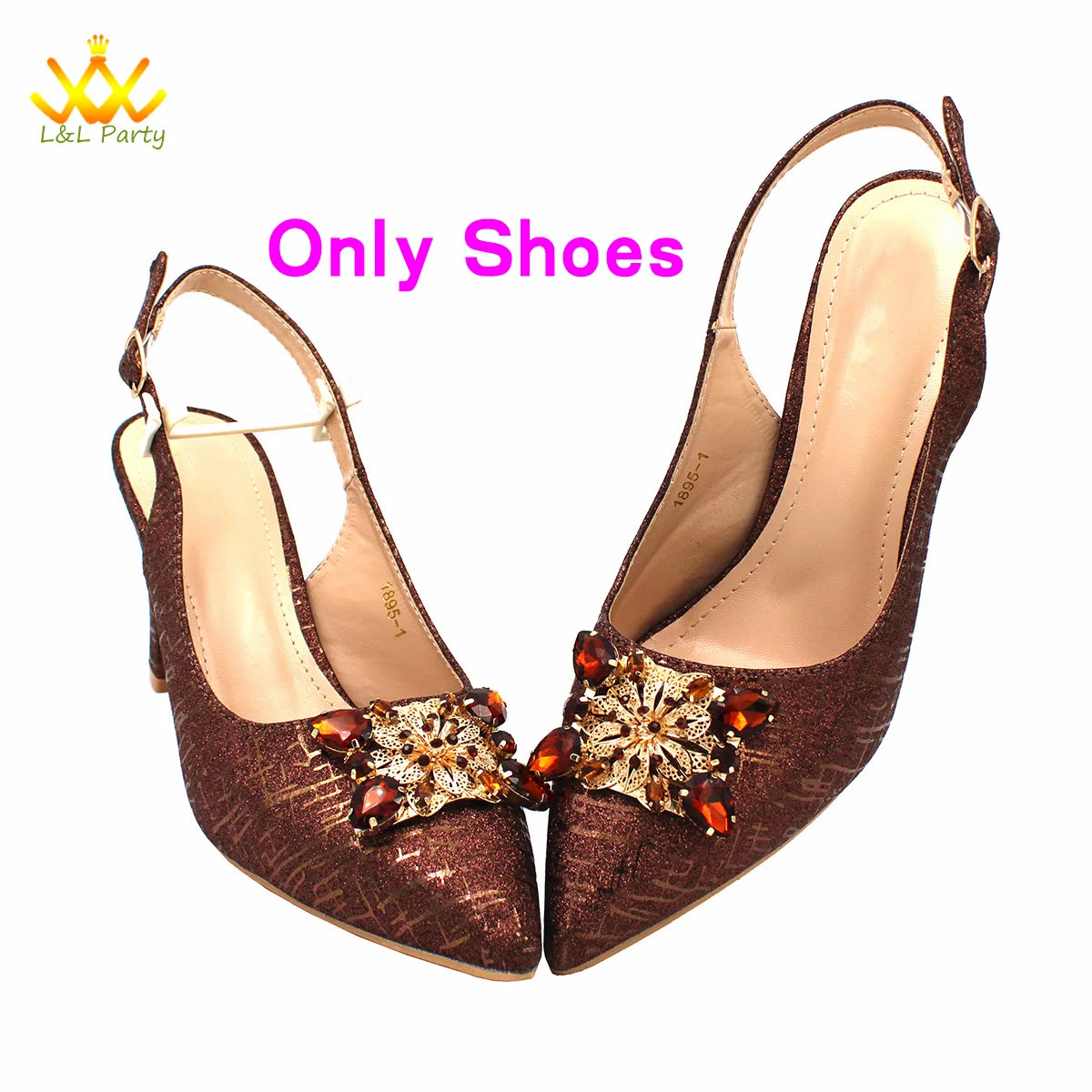 2024 New Arrivals Italian Ladies Shoes and bag Set High Quality Orange Color Pumps with Shinning Crystal for Wedding Party