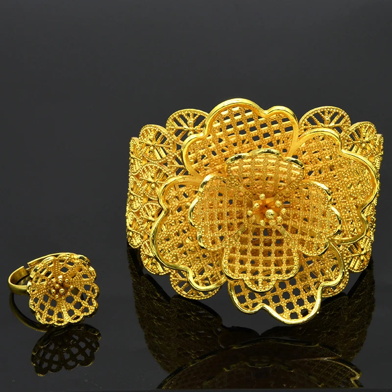 ANIID Dubai 2022 New Luxury Female Gold Color Bangles For Women Nigerian Wedding Jewelry Gifts African Bijoux Bracelet Jewellery