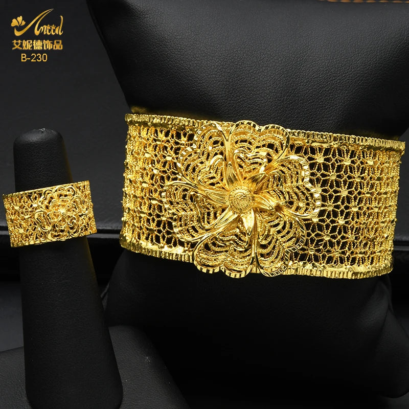 ANIID Dubai 2022 New Luxury Female Gold Color Bangles For Women Nigerian Wedding Jewelry Gifts African Bijoux Bracelet Jewellery