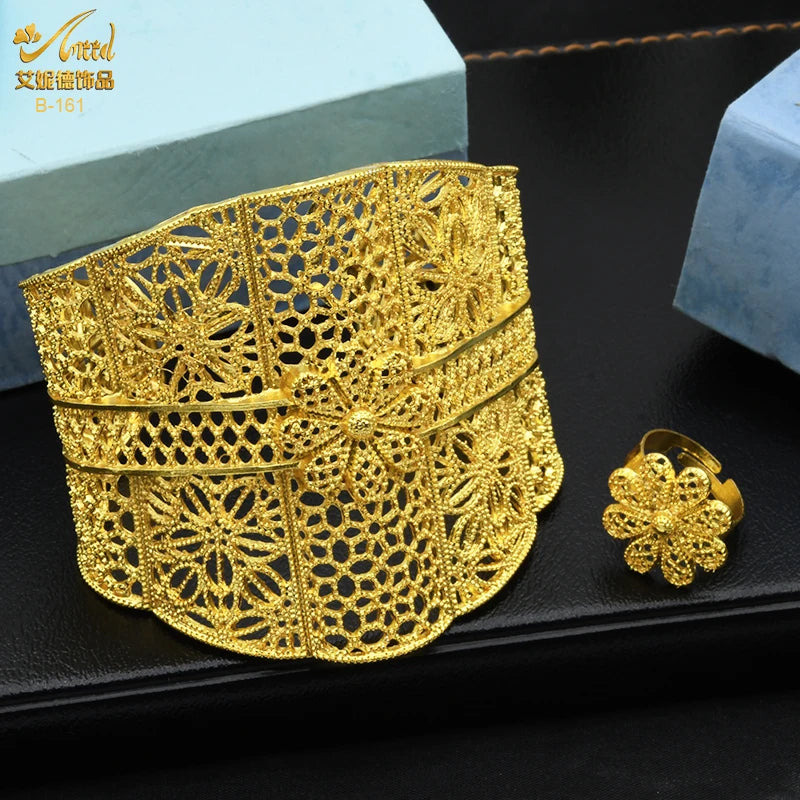 ANIID Dubai 2022 New Luxury Female Gold Color Bangles For Women Nigerian Wedding Jewelry Gifts African Bijoux Bracelet Jewellery