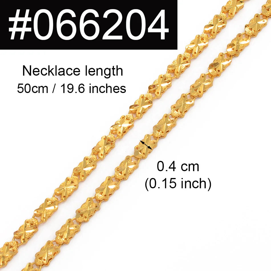 Anniyo Gold Color Chain Necklaces for Women Girls Dubai Africa Party Jewelry Arab Ethiopian Bead Chain Jewellery #066304