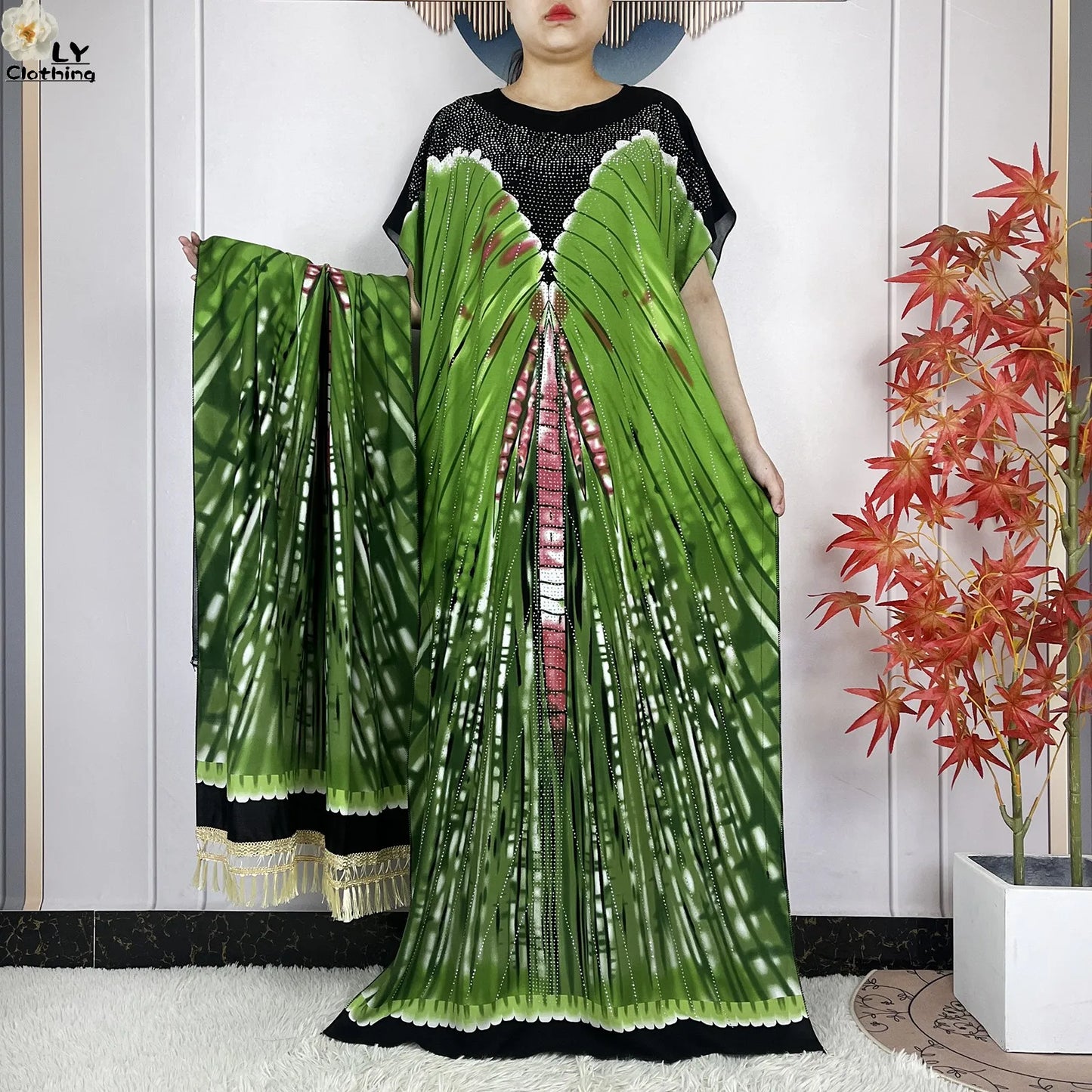 2024 Latest Muslim Sets Women Clothing Cotton Floral Loose Dashiki Long Dress African Abaya Dubai Traditional Islamic Clothing