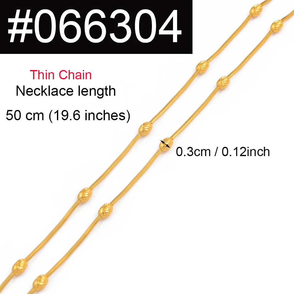 Anniyo Gold Color Chain Necklaces for Women Girls Dubai Africa Party Jewelry Arab Ethiopian Bead Chain Jewellery #066304