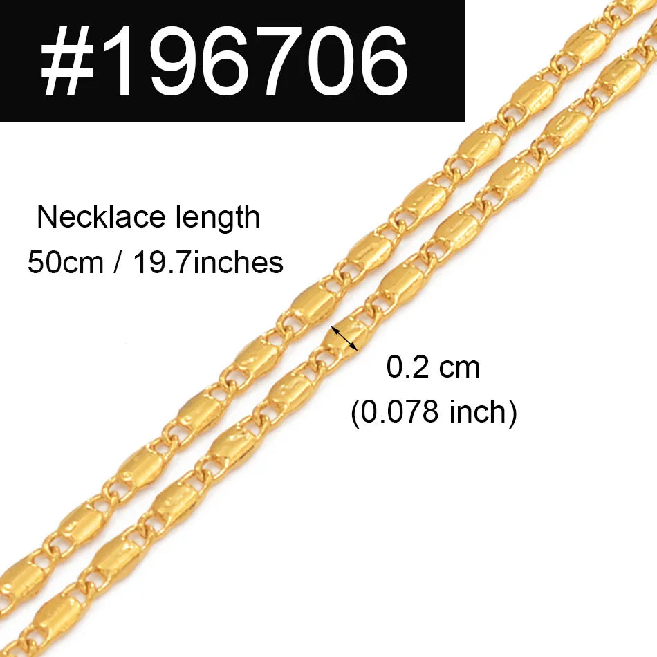 Anniyo Gold Color Chain Necklaces for Women Girls Dubai Africa Party Jewelry Arab Ethiopian Bead Chain Jewellery #066304